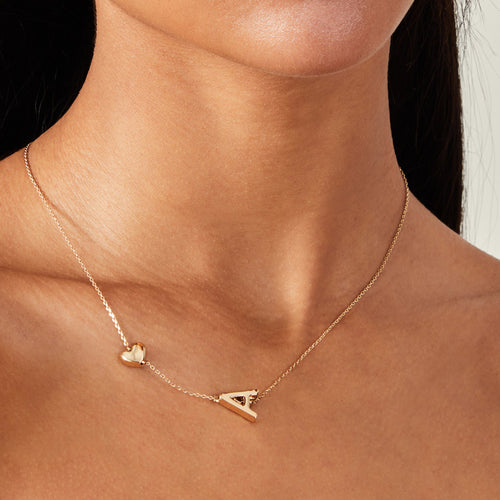 Heart Initial Gold (P) Pendant Necklace