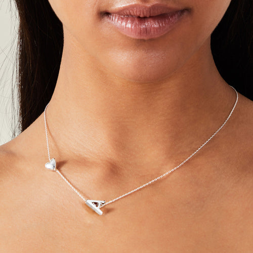 Silver Heart Initial Gold (K) Pendant Necklace