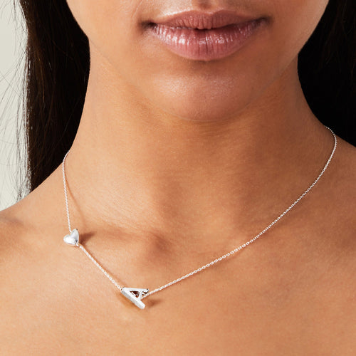 Heart Initial Silver (M) Pendant Necklace
