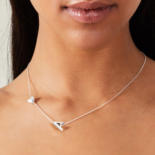 Heart Initial Silver (R) Pendant Necklace