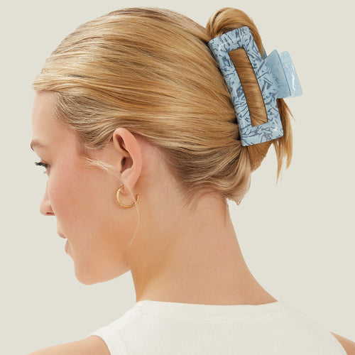 Blue Marble Resin Claw Clip