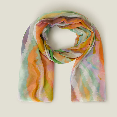 Multi Blurred Wave Print Scarf