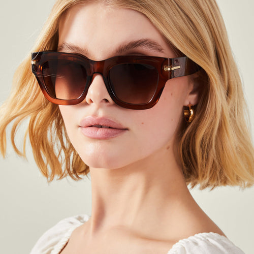Brown Metal Detail Square Sunglasses