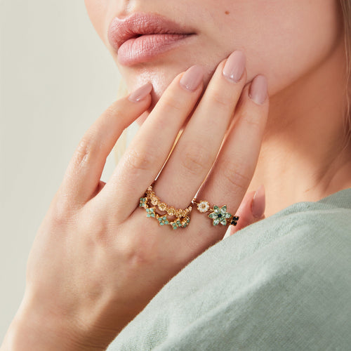 Gold Sparkle Flower Rings Pack of 3-Small
