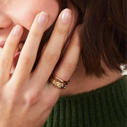 Gold Knot Rings Set Of 2-Small