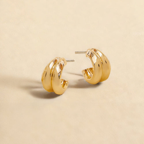 Double Mini Hoop Gold Earrings