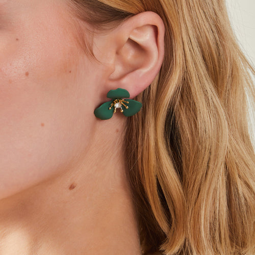 Enamel Floral Stud Earrings