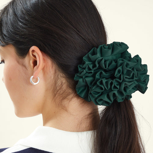 Green Oversized Ruffle Hair Scrunchie