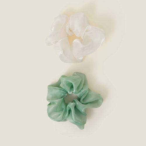 Green Scrunchies Set Of 2