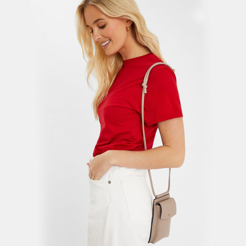 Beige Fold-Over Phone Bag