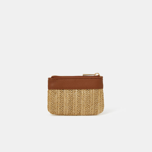 Metallic Raffia Coin Purse