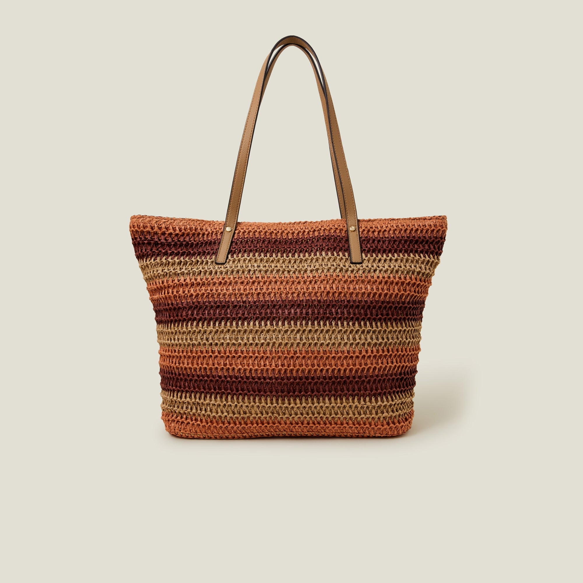 Buy Brown Stripe Raffia Woven Shoulder Bag Online