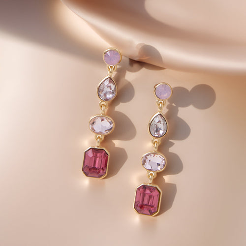 Mix Gemstone Drop Earrings Pink