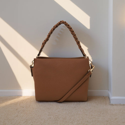 Brown Plait Strap Sling Bag