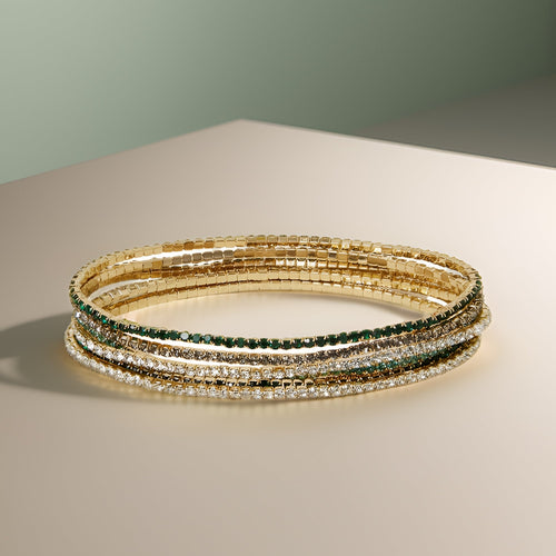 Green Multi Cupchain Stretch Bracelets Pack of 6