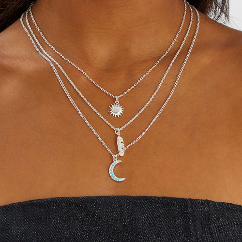 Silver Celestial Layered Necklace