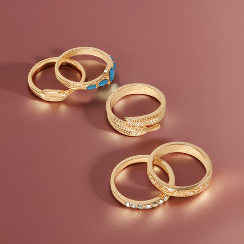 Feather Turq Ring Pack of 5-Small
