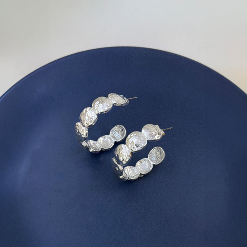 Silver Scallop Hoop Earrings