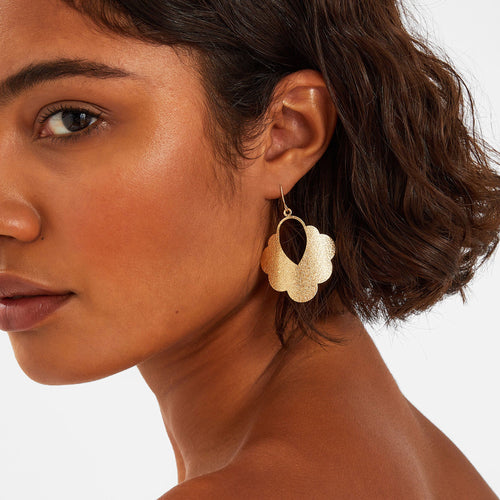 Gold Textured Cloud Drop Earrings