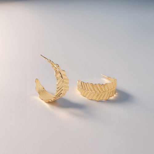 Gold Statement Leaf Hoop Earrings