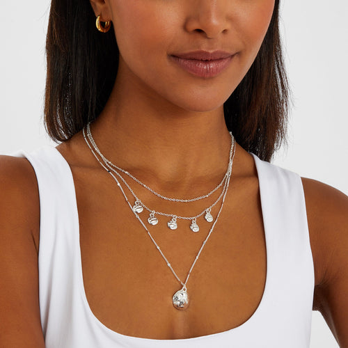 Silver Disc Layered Necklace