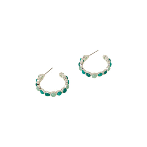 Silver Stone Hoop Earrings