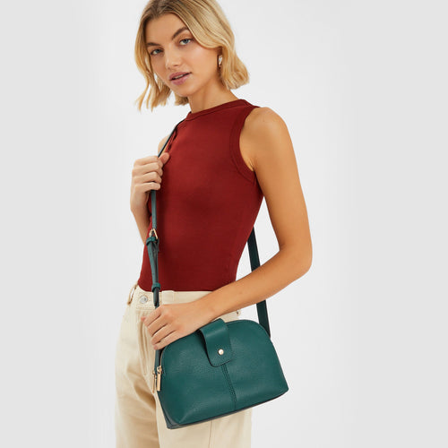 Green Double-Zip Sling Bag