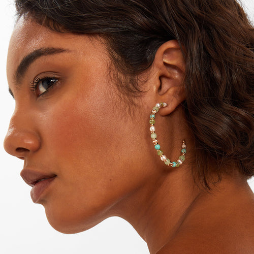 Turquoise Beaded Hoop Earrings