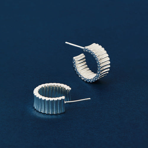 Sterling Silver-Plated Chunky Ridge Hoop Earrings