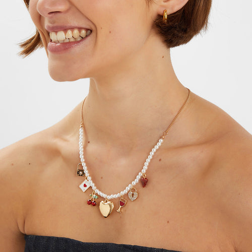 Pearl Beaded Charm Necklace