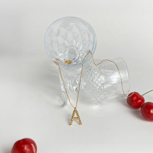 14K Real Gold-Plated Twisted Initial (A) Pendant Necklace