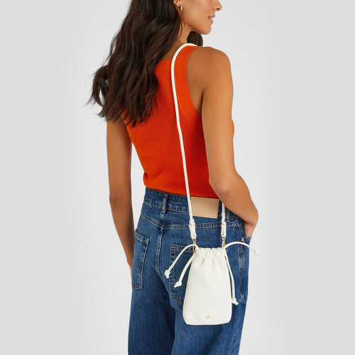 White Drawstring Phone Bag