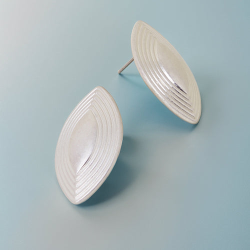 Silver Textured Diamond Stud Earrings