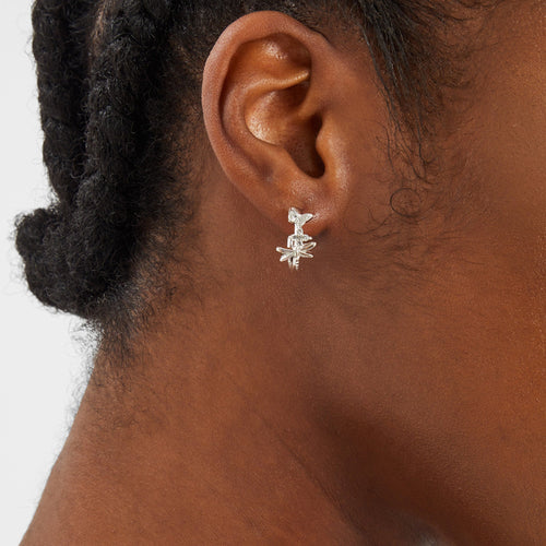 Sterling Silver-Plated Dragonfly Hoop Earrings