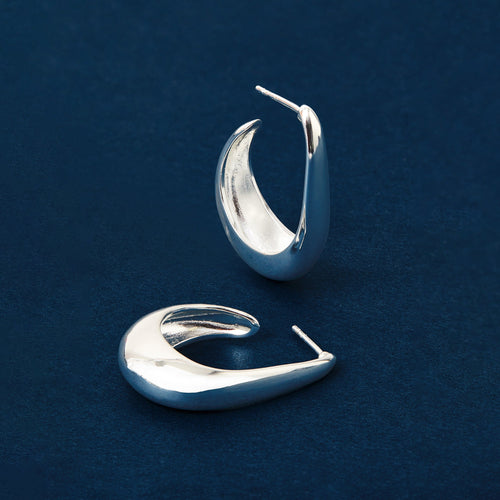 Sterling Silver-Plated Chunky Hoop Earrings