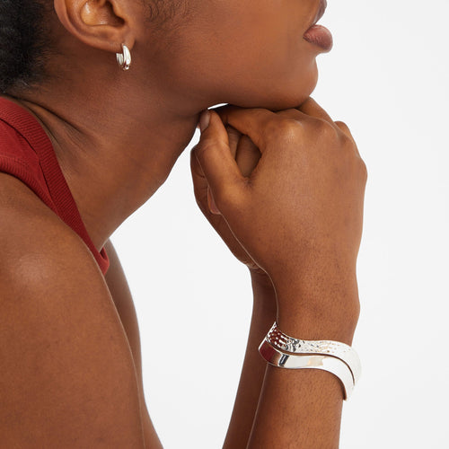 Sterling Silver-Plated Wave Cuff Bangle