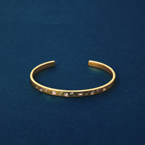 14k Real Gold-Plated Sparkle Cuff Bracelet