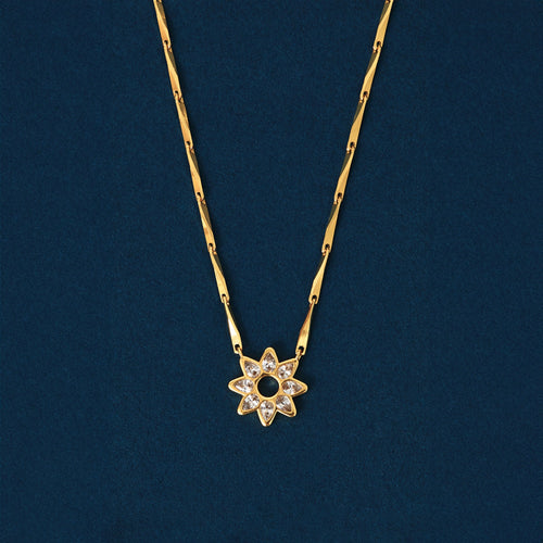 14k Real Gold Plated Teardrop Flower Pendant Necklace