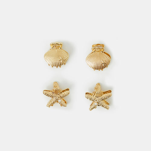 Gold Mini Shell Claw Clips Set Of 4