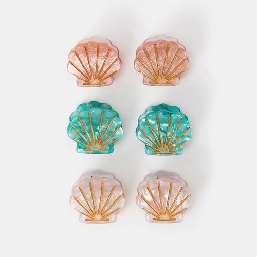 Multi Mini Shell Claw Clips Set Of 6