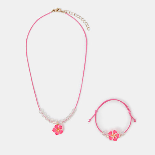 Tropical Flower Necklace And Bracelet Set