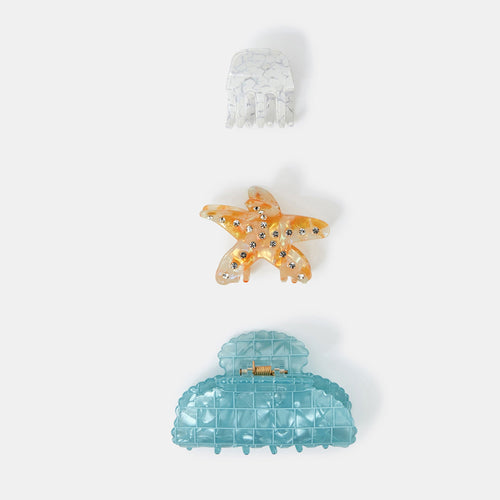 Multi Starfish Claw Clip Set Of 3