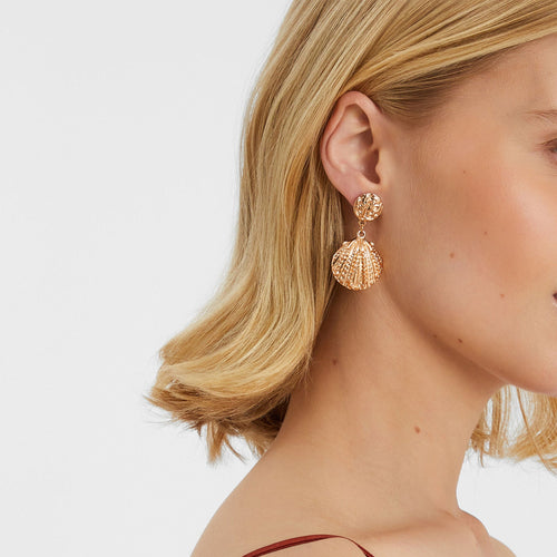 Stud Shell Drop Earrings