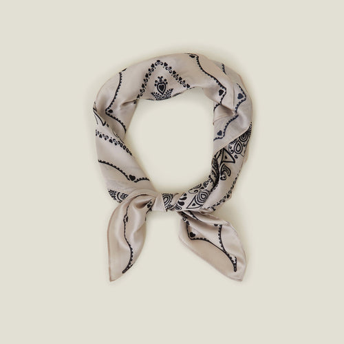 Natural Paisley Satin Square Scarf