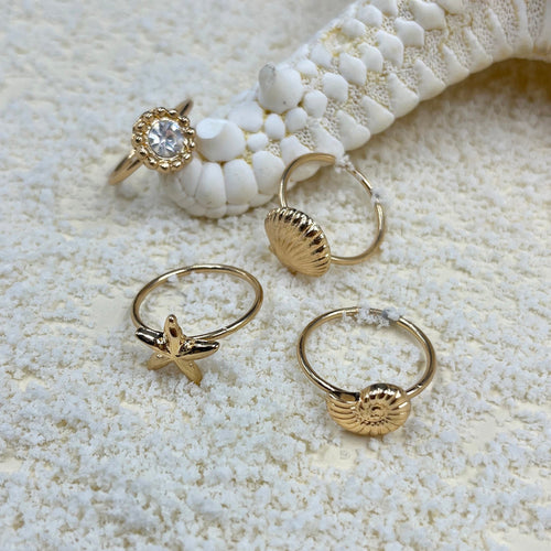 Under The Sea Rings Gold Pack of 4