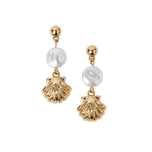 Seashell Drop Earrings Gold