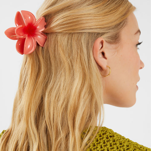 Tropical Flower Claw Clip Orange