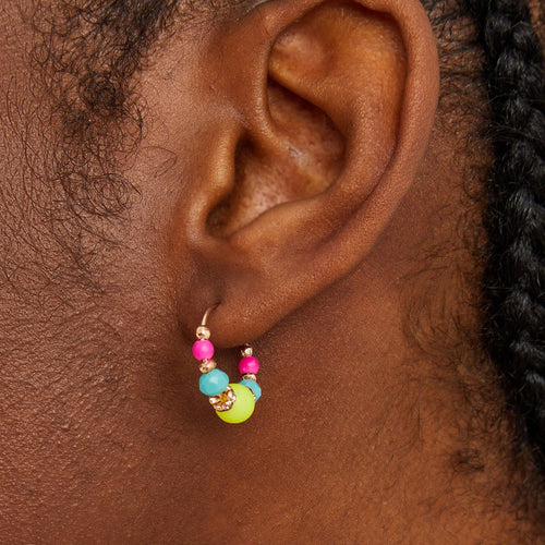 Beaded Mini Hoop Earrings Set of 3