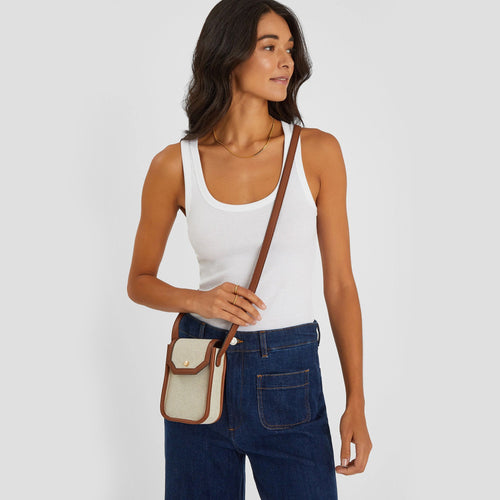 Natural Woven Canvas Phone Bag