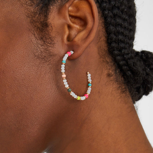 Multi Mix Beaded Hoop Earrings
